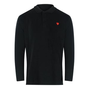 Love Moschino Heren Hart Katoenen Poloshirt Met Lange Mouwen (Zwart)