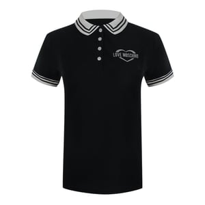 Love Moschino Heren Hart Katoen Logo Poloshirt (Zwart)
