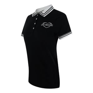 Love Moschino Heren Hart Katoen Logo Poloshirt (Zwart)