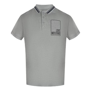 Love Moschino Heren Box Logo Katoenen Poloshirt (Grijs)