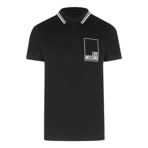 Love Moschino Heren Box Logo Katoenen Poloshirt (Zwart)