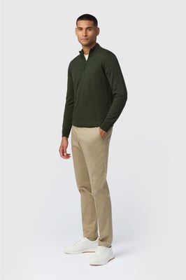 Zip Up Zip Neck Jumper in Dark Green