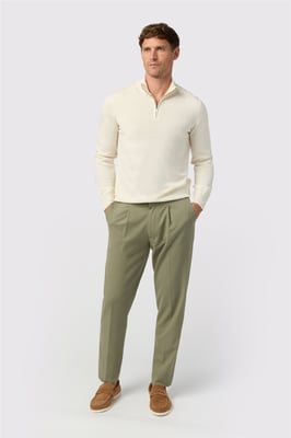 Zip Up Zip Neck Jumper in White