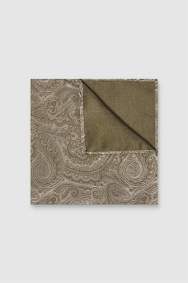 Paisley Pocket Square in Khaki