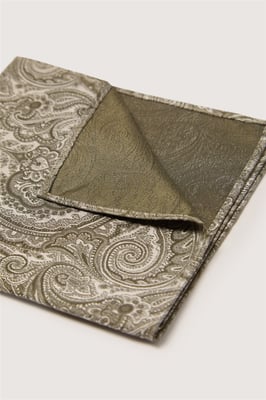 Paisley Pocket Square in Khaki