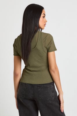Sherred Textured Rib Double Layered Top