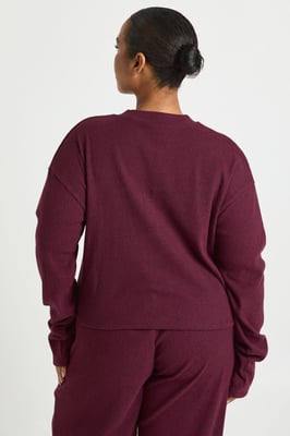 Plus Button Front Knitted Soft Rib Top