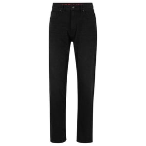Hugo Slanke herenjeans met 5 zakken en graffitipatroon (Zwart)