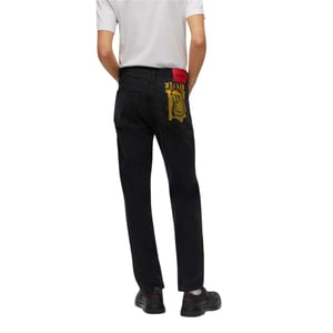 Hugo Slanke herenjeans met 5 zakken en graffitipatroon (Zwart)