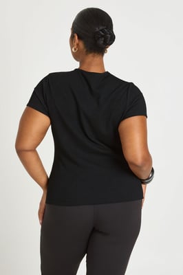 Plus Rib Gold Trim Detail Cut Out Short Sleeve Top