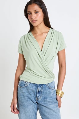 Modal Deep Drape Short Sleeve Top