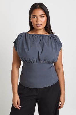 Plus Cinched Waist Ruched Detail Top