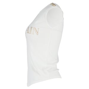Balmain Logo Print Tank Top in White Cotton
