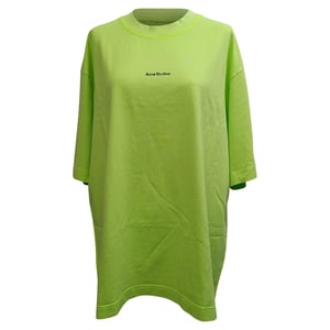Acne Studios Erin Stamp T-Shirt Dress in Neon Green Cotton