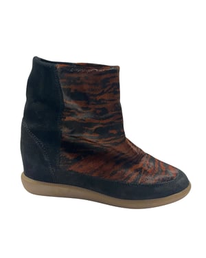 Isabel Marant Tiger Print Boots i Brun Mocka