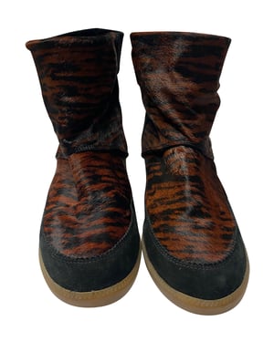 Isabel Marant Tiger Print Boots i Brun Mocka