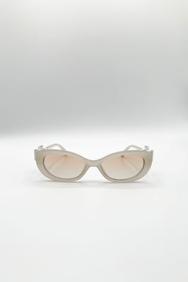 Bow Side Detail Sunglasses In Nude - Removeable Bow