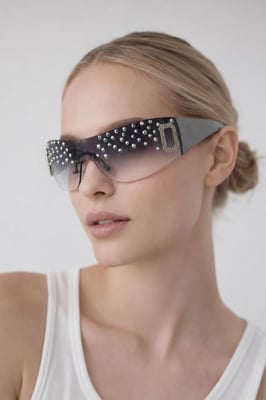 Racer Diamante Sunglasses In Silver