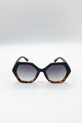 Oversized Rounded Angular Sunglasses In Tortoiseshell