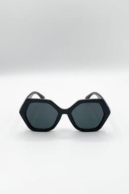 Oversized Rounded Angular Sunglasses In Black