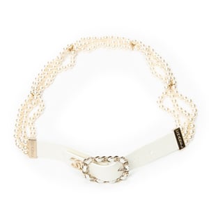 CC Leather and Chain Pearl Belt 75 Belt