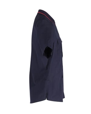 Gucci Striped Collar Shirt in Navy Blue Cotton