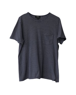 A.P.C. Randig kortärmad t-shirt med rund hals i marinblå bomull