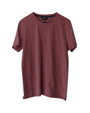 A.P.C. Randig kortärmad t-shirt med rund hals i orange bomull