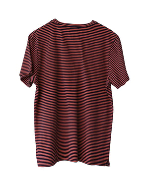 A.P.C. Randig kortärmad t-shirt med rund hals i orange bomull