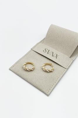 Pearl Vine Hoop Earrings in Gold
