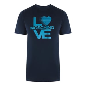 Love Moschino Heren Liefde Katoenen T-Shirt (Marineblauw)
