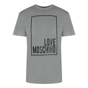 Love Moschino Heren Box Logo T-shirt (Grijs)