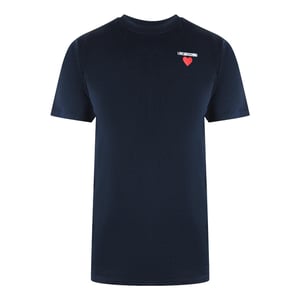 Love Moschino Heren Hart Logo T-Shirt (Marineblauw)