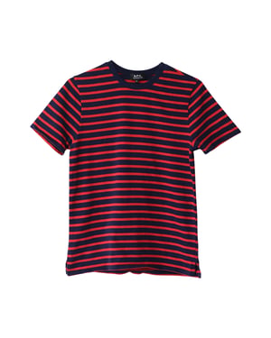 A.P.C. Randig T-shirt i röd bomull