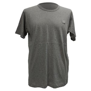 Acne Studios Face-Patch Crewneck T-Shirt in Grey Cotton