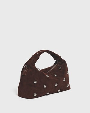 Dandy Rivet Suede Chocolade Tas