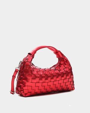Dandy gevlochten Metallic Felrood Tas