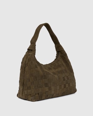 Big Dandy gevlochten suède Dusty Olive Tas