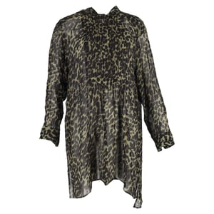 Étoile Isabel Marant Cray Leopard Print Mini Dress in Green Viscose