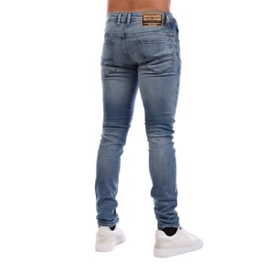 Diesel Heren Gewassen Denim 5 Pocket Rechte Jeans (Blauwe Denim)