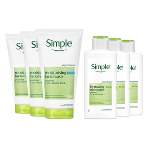 Simple Face Wash & Light Moisturiser 125ml 3-Pack Bundle