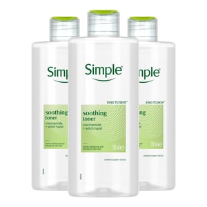 Simple Kind to Skin Soothing Facial Toner with Multi-Vitamin, 3 x 200ml