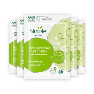 Simple Kind to Skin Rich Moisture Sheet Mask for Sensitive Skin, Pack of 5
