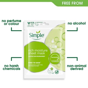 Simple Kind to Skin Rich Moisture Sheet Mask for Sensitive Skin, Pack of 5