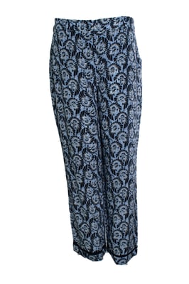 Prada, blue floral printed silk casual pantalon