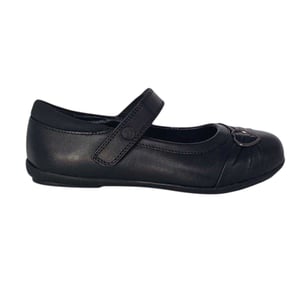 Pretty Green Meisjes Loreto Leren Gevoerde Platte School schoenen (Zwart)