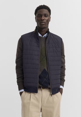 Bugatti Herren Vest: gewatteerd vest van katoenmix
