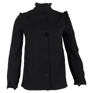A.P.C. Volangkantad långärmad blus i svart bomull