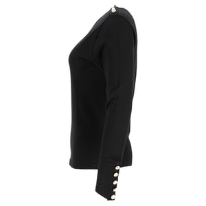 Balmain top met knoopjes in zwarte wol