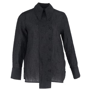 Ganni Jacquard-skjorta med bred knappslå i svart polyester